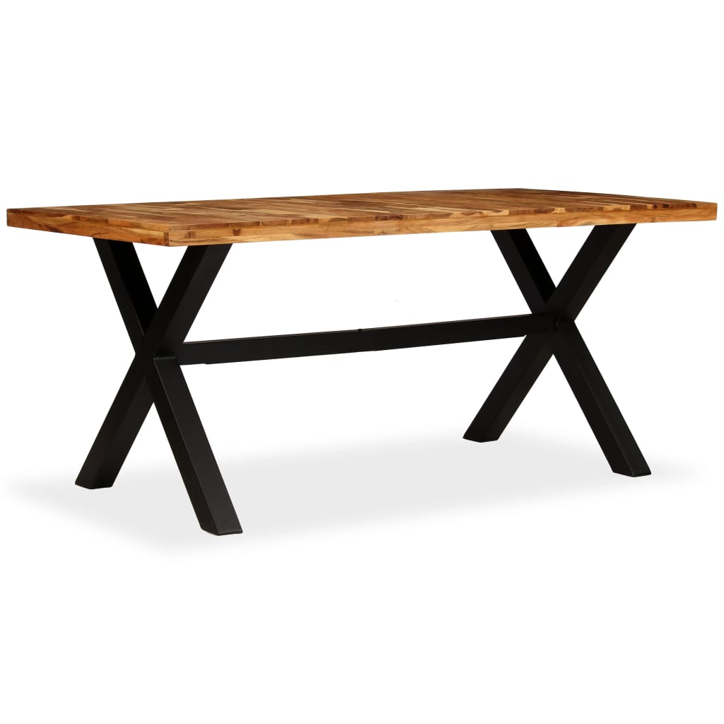 Ruokapöytä Kiinteä Akaasia- Ja Mangopuu 180X90X76 Cm Musta