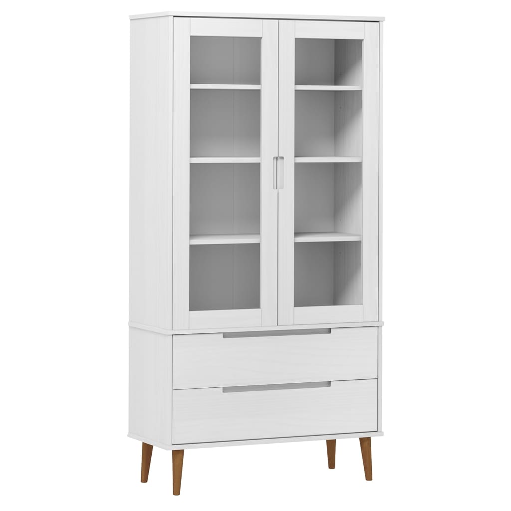 Lasikaappi MOLDE valkoinen 90x35x175 cm täysi mänty