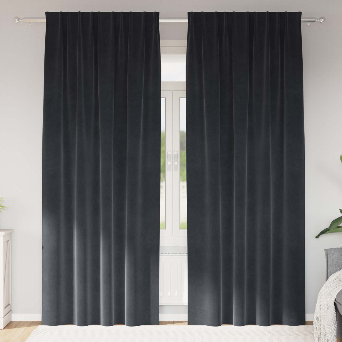 Pimennysverhot 2 pcs Tumma harmaa 140 x 260 cm Sametti