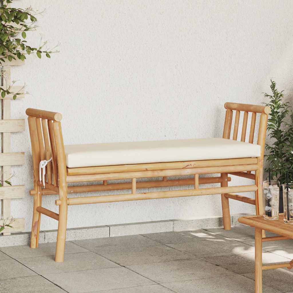 Puutarhapenkki tyynyllä Ruskea 110 x 38 x 65 cm Bambu