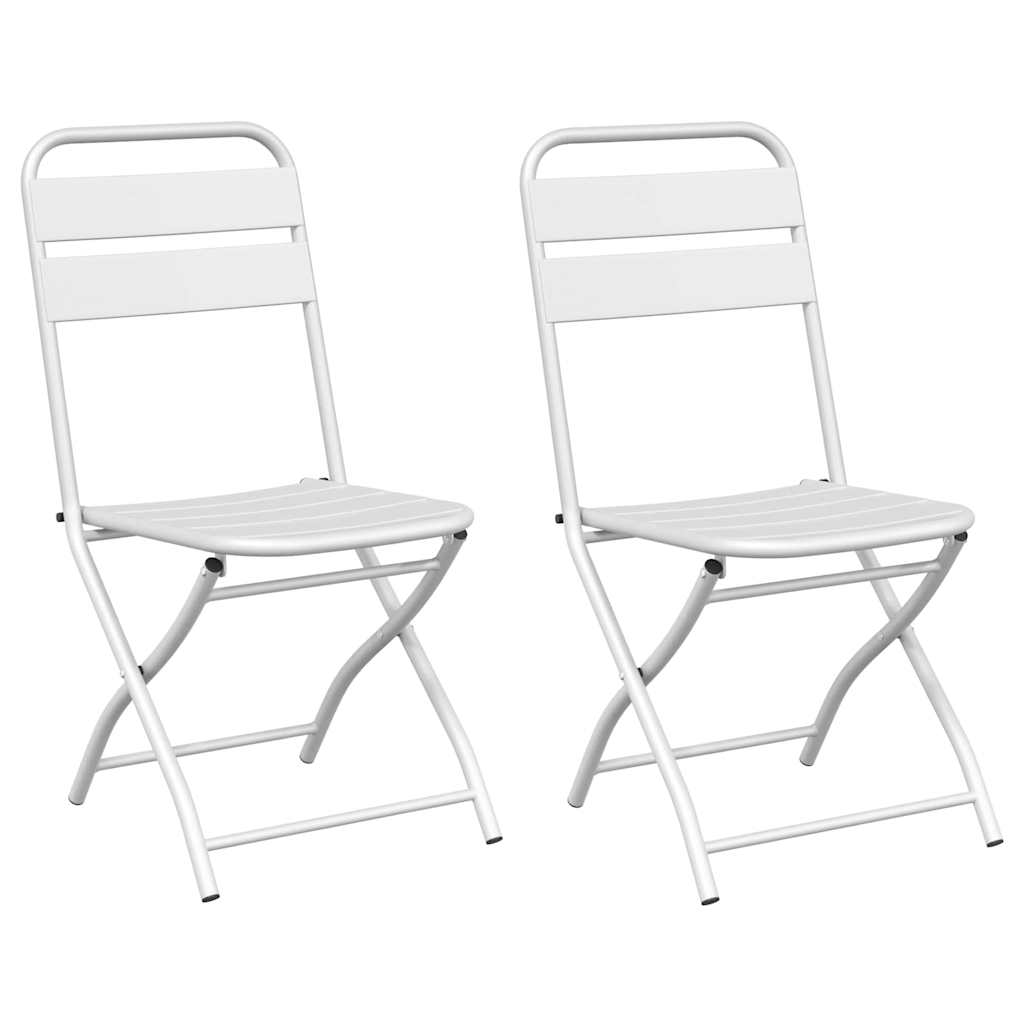 Puutarhan kokoontaitettava tuoli 2 pcs Valkoinen