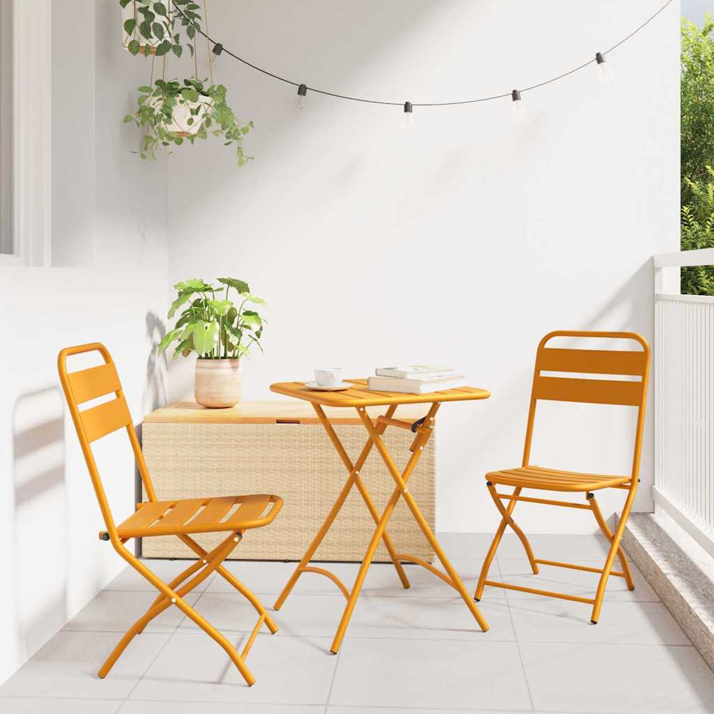 Puutarhan kokoontaitettava tuoli 2 pcs Sinapinkeltainen