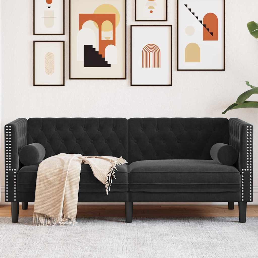 Chesterfield-sohva tyynyllä Musta 174 x 74.5 x 70.5 cm Sametti
