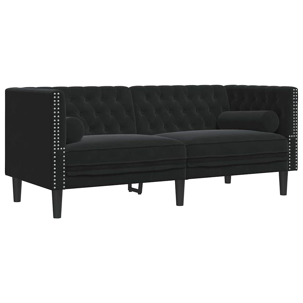 Chesterfield-sohva tyynyllä Musta 174 x 74.5 x 70.5 cm Sametti