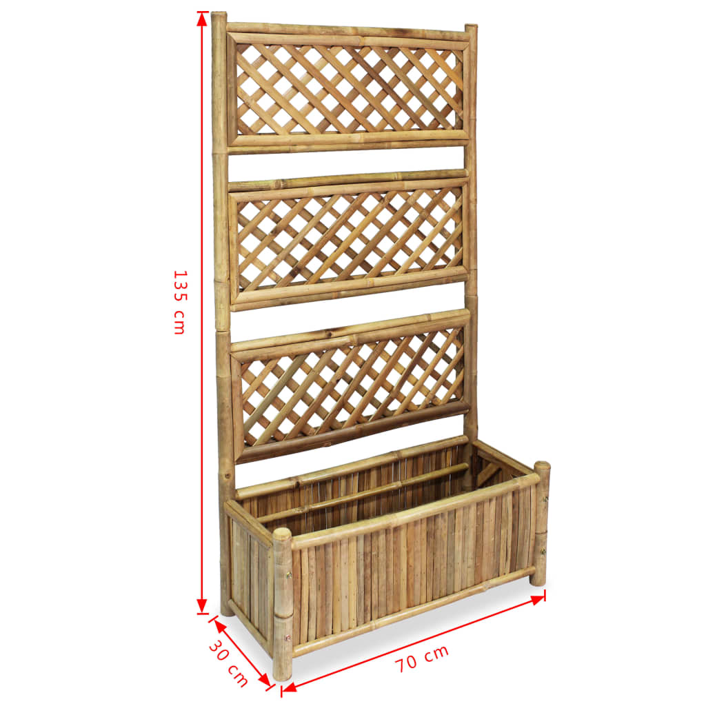 Korotettu kukkalaatikko säleiköllä bambu 70 cm