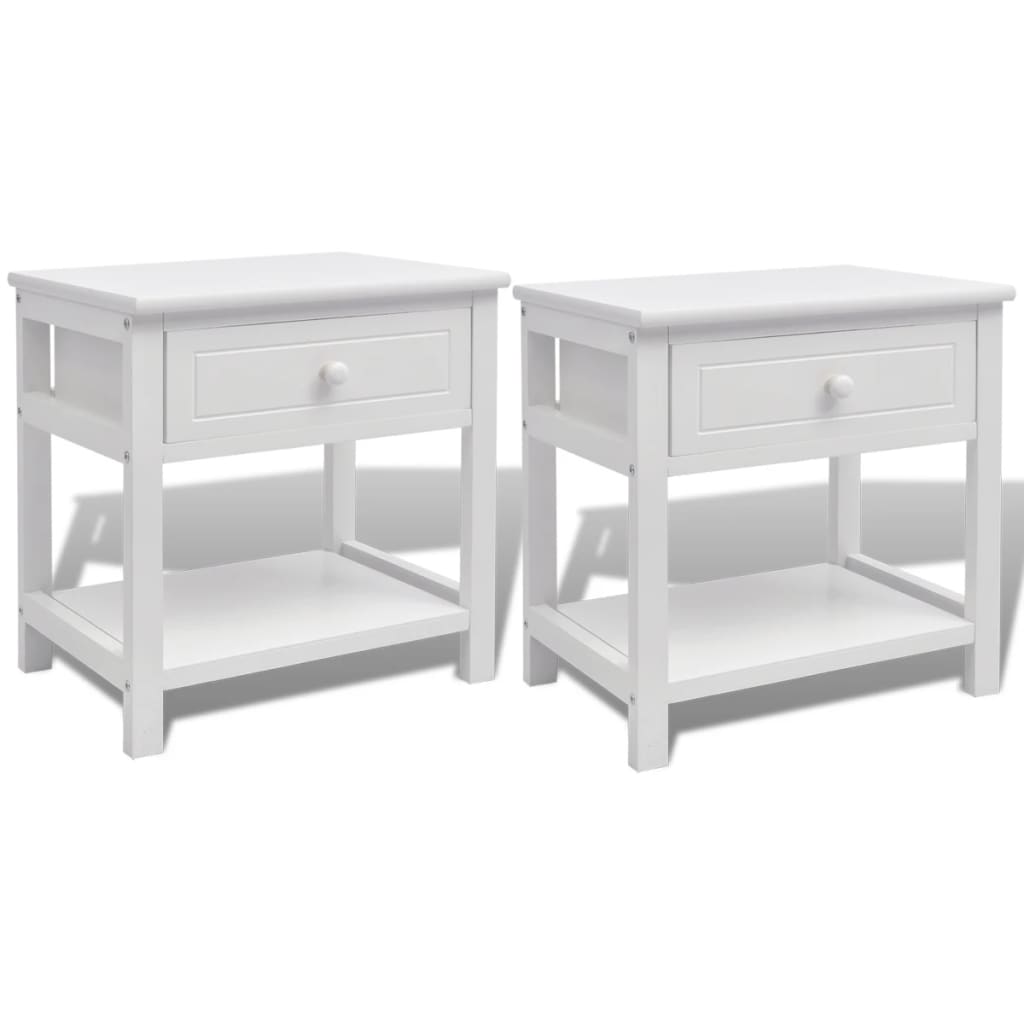 Yöpöytä 2 Kpl Puu Valkoinen