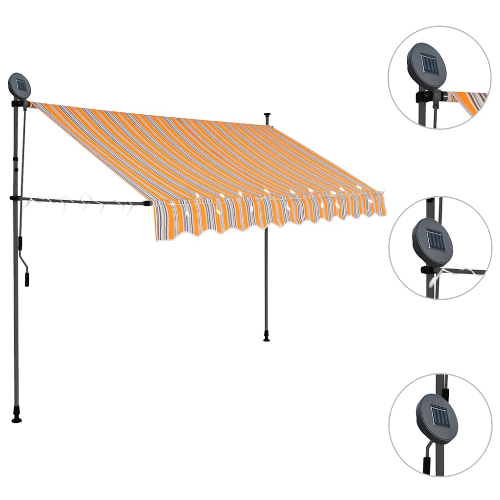 Sisäänkelattava markiisi LED-valoilla 300 cm keltainen/sininen