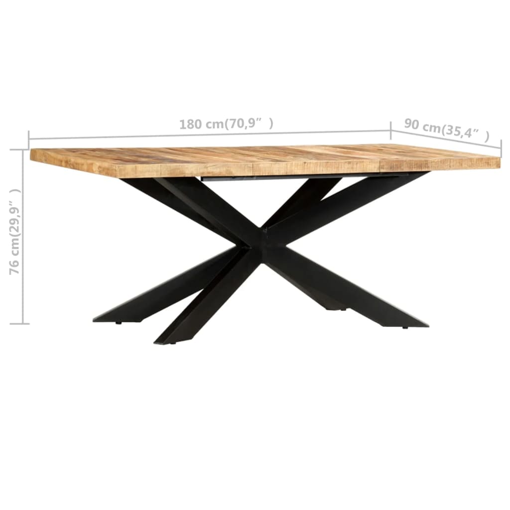 Ruokapöytä 180x90x76 cm täysi karkea mangopuu