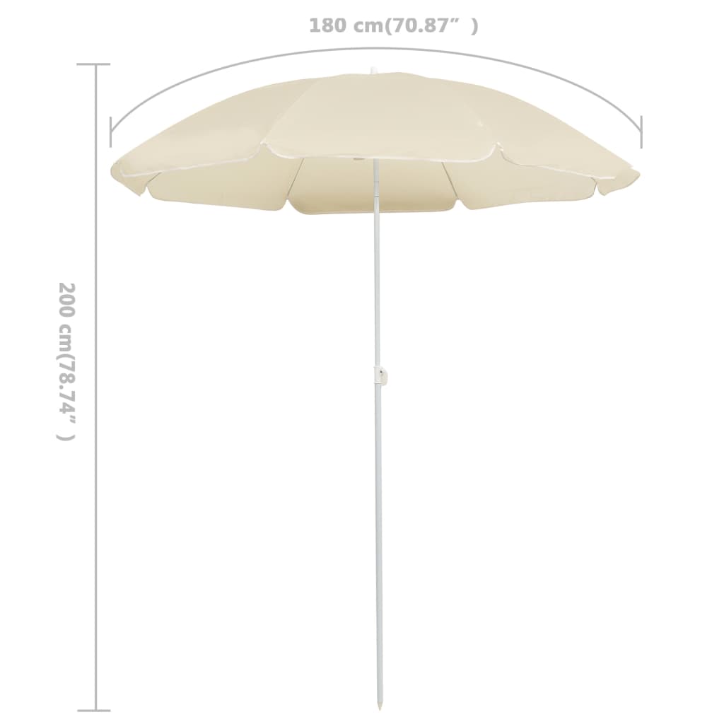 Puutarha-aurinkovarjo terästolpalla hiekka 180 cm