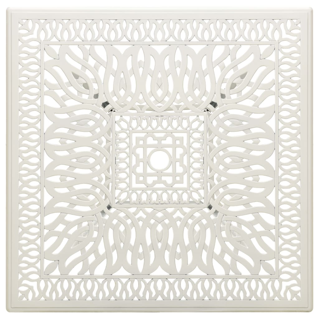 Puutarhapöytä valkoinen 90x90x73 cm valualumiini