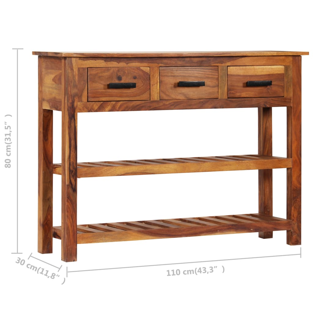 Senkki 3 laatikolla 110x30x80 cm täysi akasiapuu