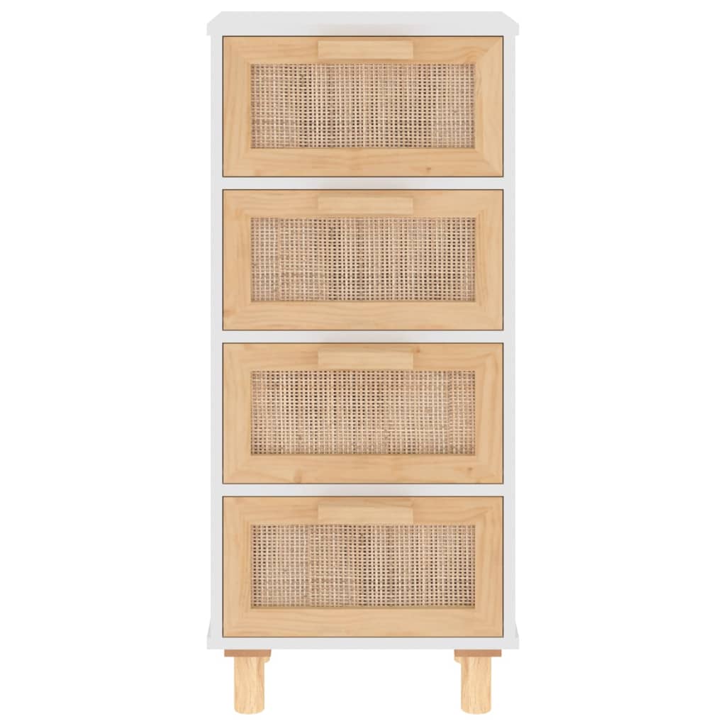 Senkki Valkoinen 40X30X90 Cm Täysi Mänty Ja Luonnonrottinki