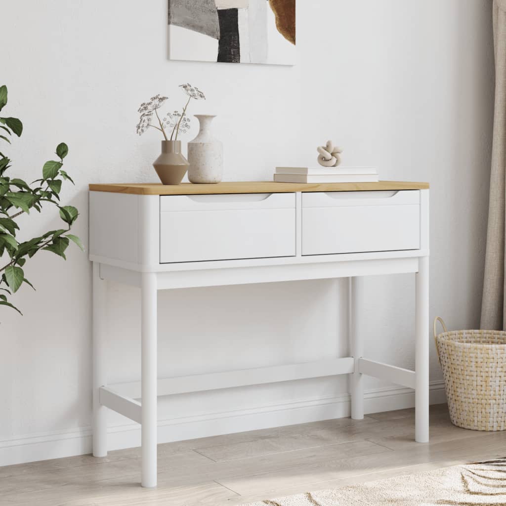 Konsolipöytä FLORO valkoinen 89,5x36,5x73 cm täysi mänty