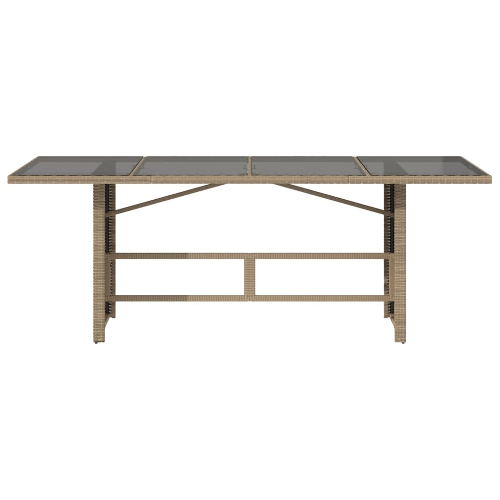 Puutarhapöytä lasipöytälevy beige 190x80x75 cm polyrottinki