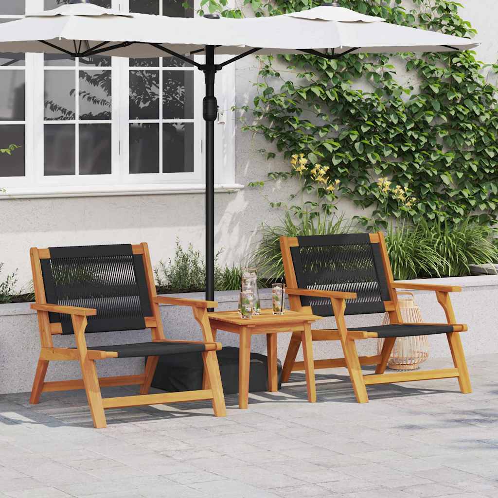 Puutarhakalusteet 2 pcs Musta 67 x 76 x 73 cm Tiheä akasiapuu