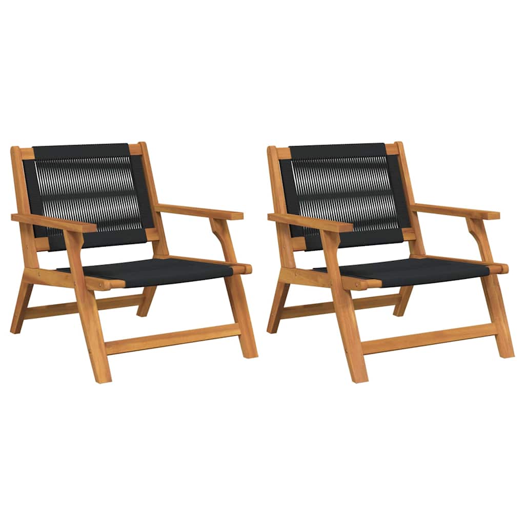 Puutarhakalusteet 2 pcs Musta 67 x 76 x 73 cm Tiheä akasiapuu