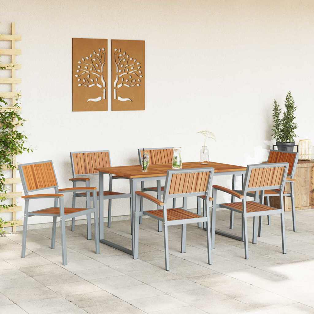 Piharuokailu setti 7 pcs Harmaa Tiheä akasiapuu