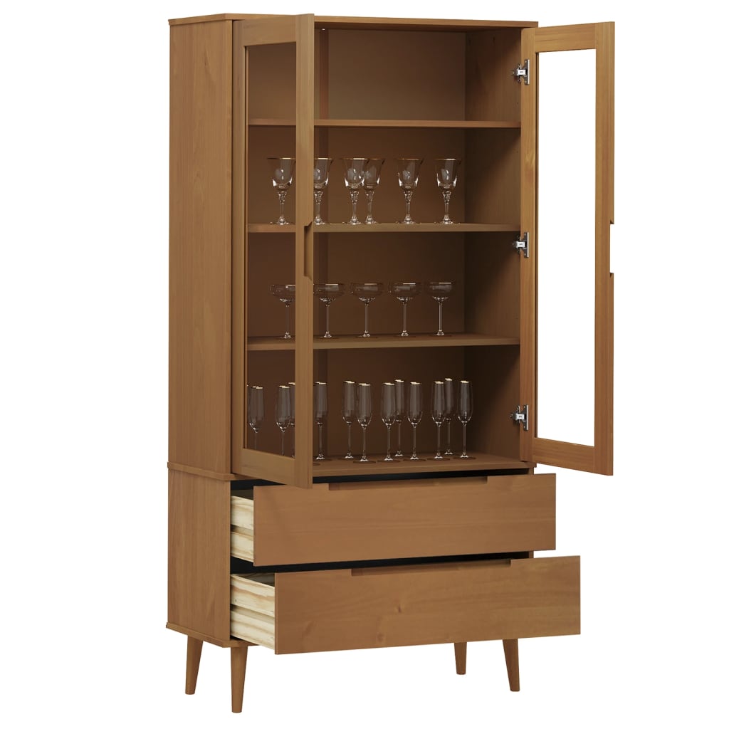 Lasikaappi MOLDE ruskea 90x35x175 cm täysi mänty