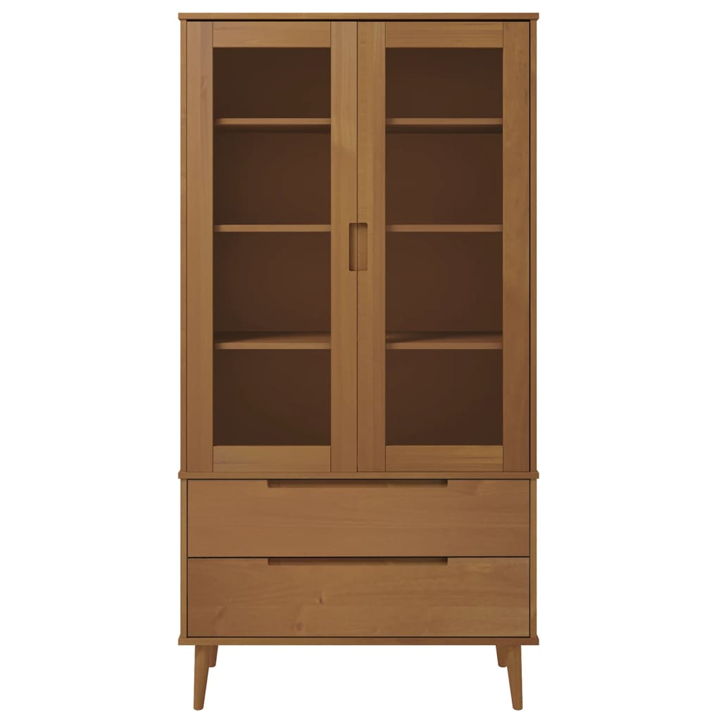 Lasikaappi MOLDE ruskea 90x35x175 cm täysi mänty