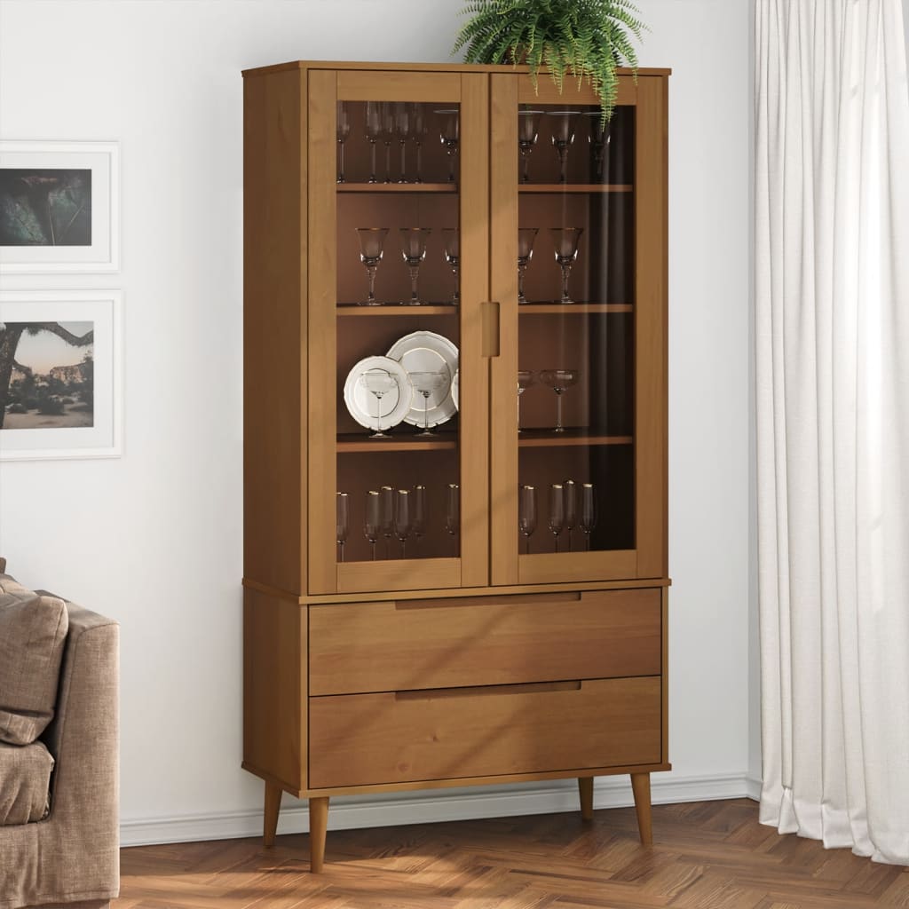 Lasikaappi MOLDE ruskea 90x35x175 cm täysi mänty