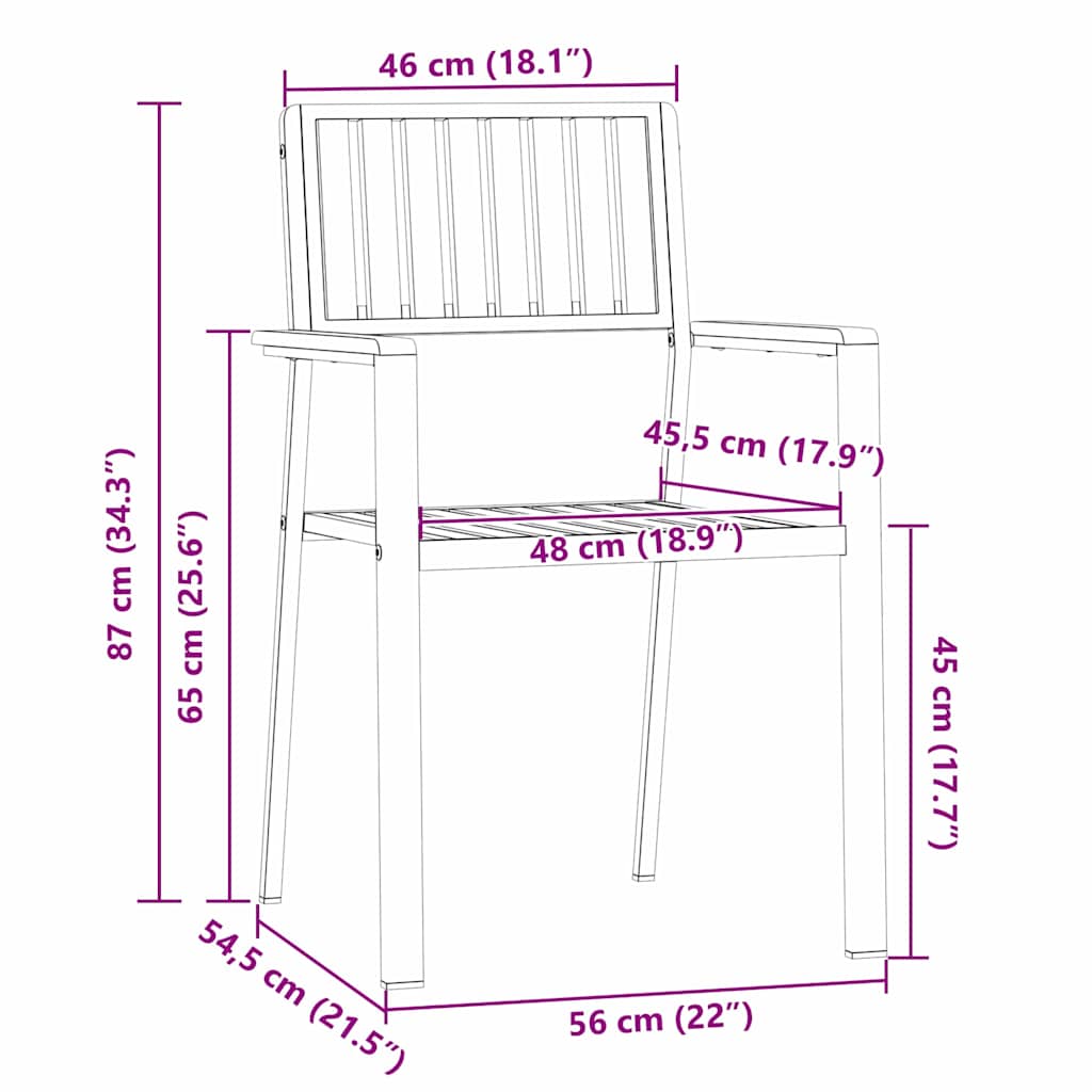 Puutarhan Tuoli 2 pcs Ruskea 56 x 54,5 x 87 cm Tiikkipuu