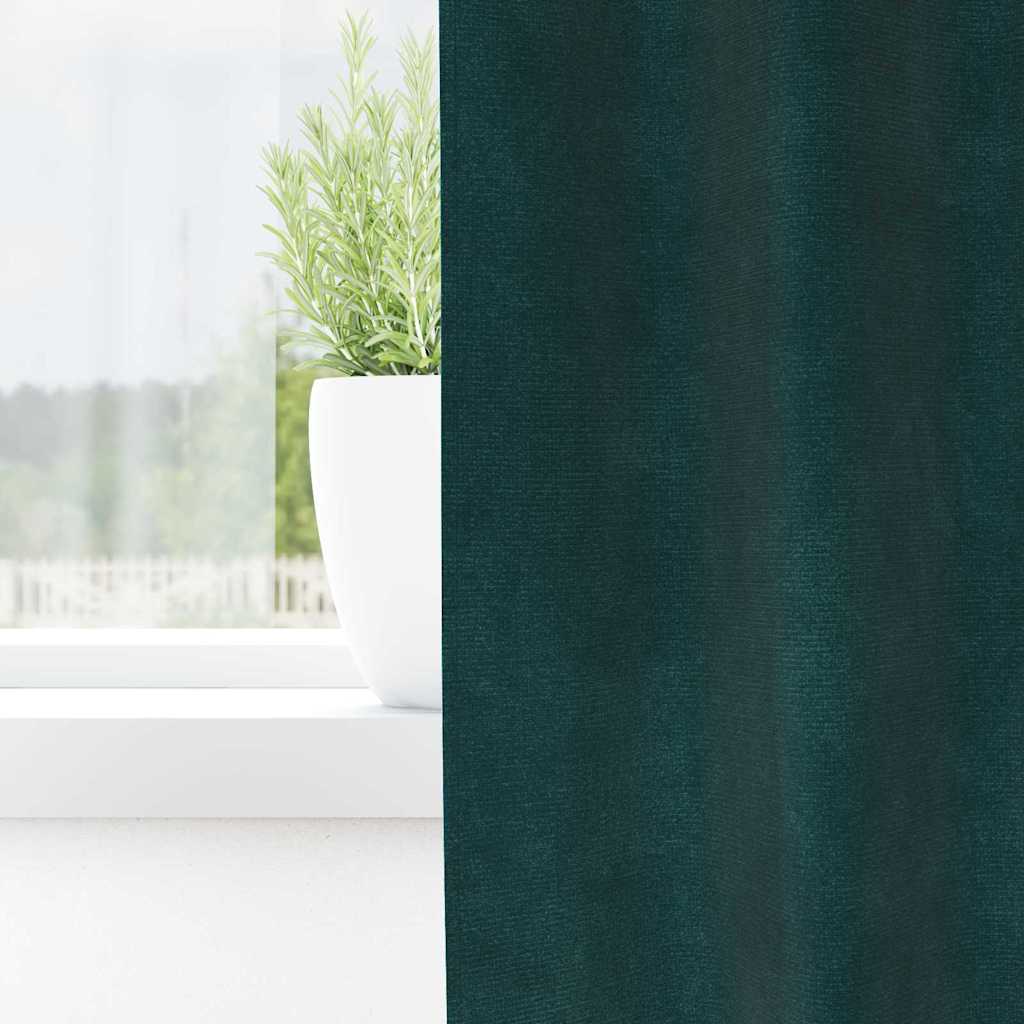 Pimennysverhot 2 pcs Tummanvihreä 140 x 225 cm Sametti