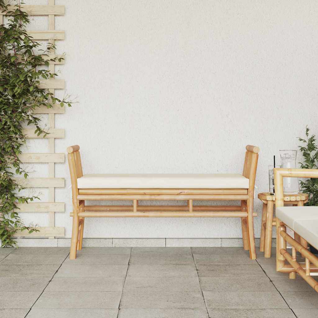 Puutarhapenkki tyynyllä Ruskea 110 x 38 x 65 cm Bambu