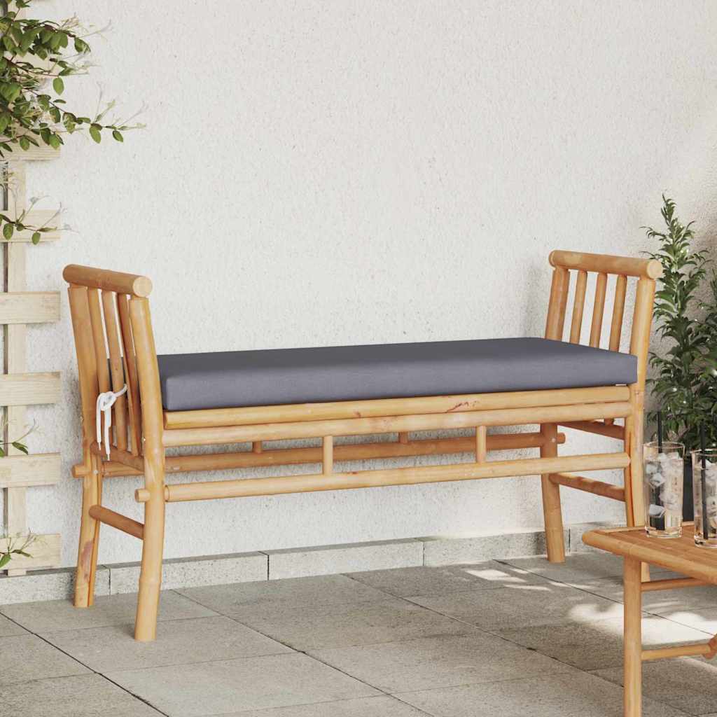 Puutarhapenkki tyynyllä Ruskea 110 x 38 x 65 cm Bambu