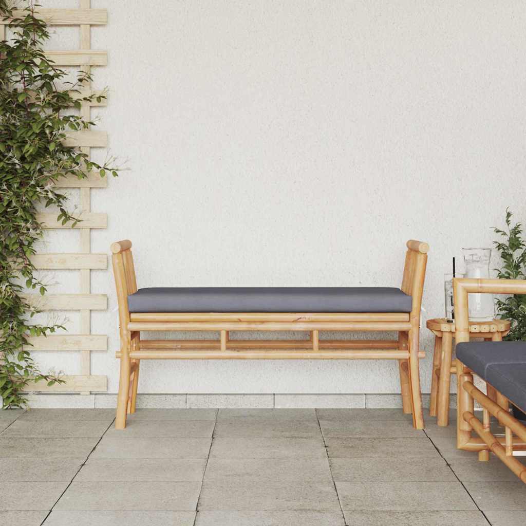 Puutarhapenkki tyynyllä Ruskea 110 x 38 x 65 cm Bambu
