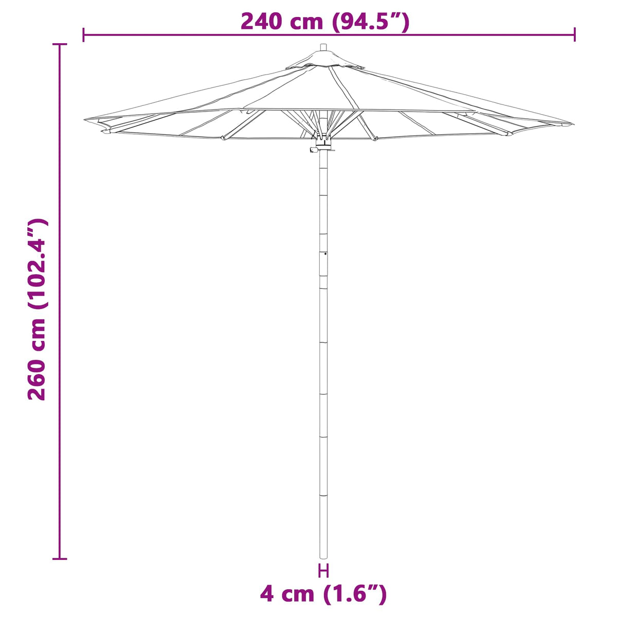 Puutarhavarjo Tumma harmaa Ø 270 x 260 cm Bambu