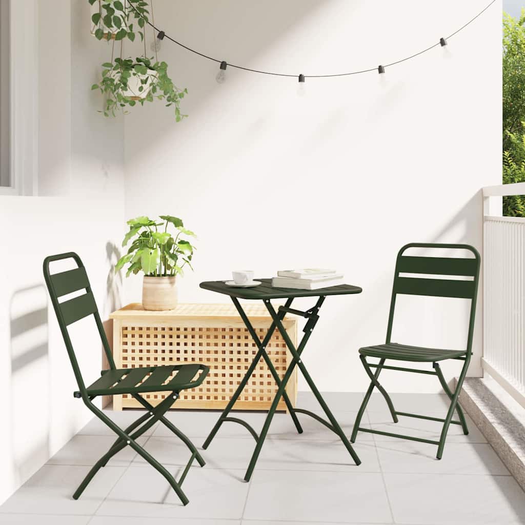 Puutarhan kokoontaitettava tuoli 2 pcs Vihreä 42 x 52 x 82 cm