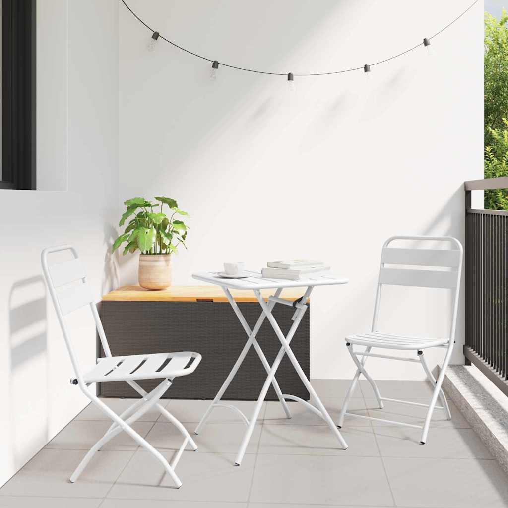Puutarhan kokoontaitettava tuoli 2 pcs Valkoinen