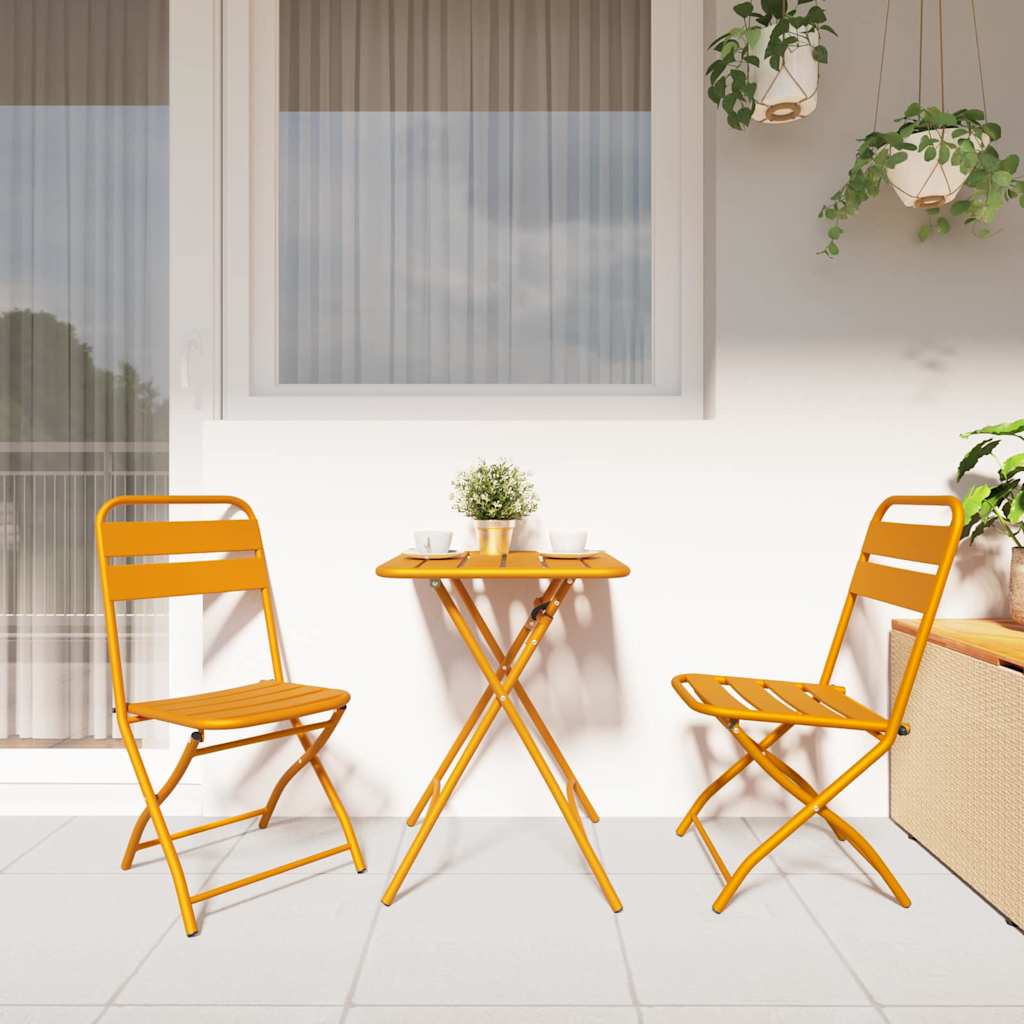 Puutarhan kokoontaitettava tuoli 2 pcs Sinapinkeltainen