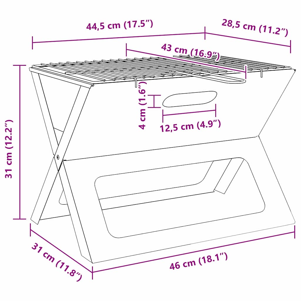 Ulkoilma grilli Musta 46 x 31 x 31 cm Teräs