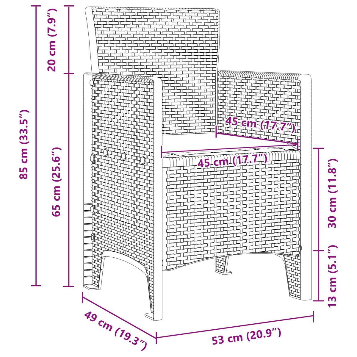 Puutarhan Tuoli 4 pcs Antrasiitti 53 x 49 x 85 cm Polypropeeni