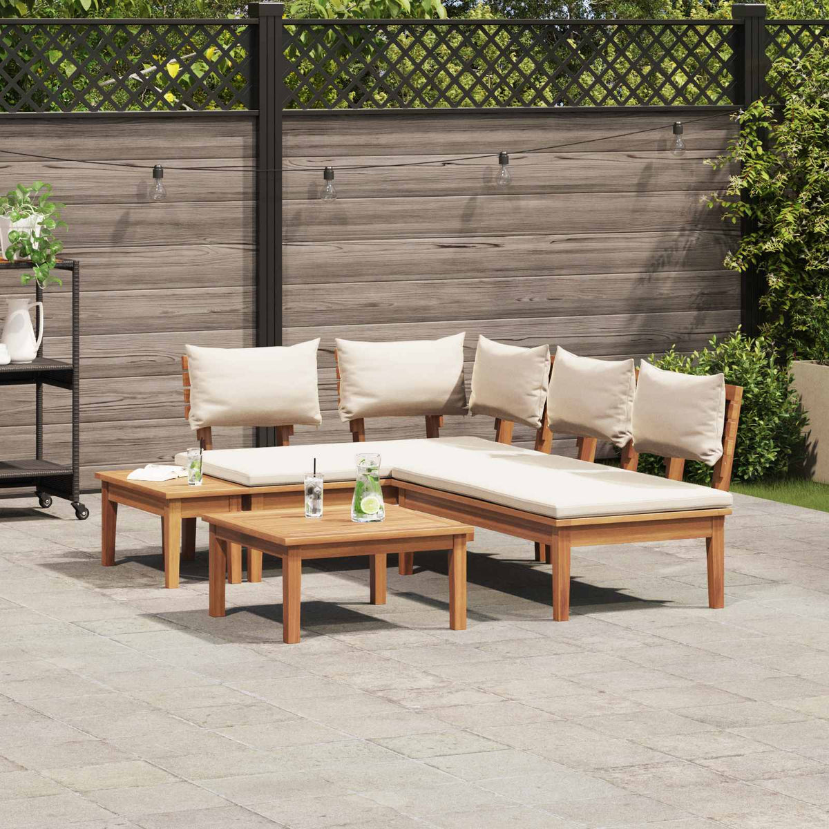 Puutarhasohva Setti 4 pcs Ruskea ja Kerma