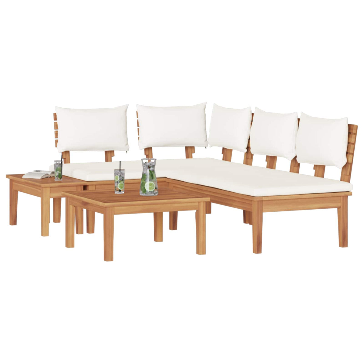 Puutarhasohva Setti 4 pcs Ruskea ja Kerma