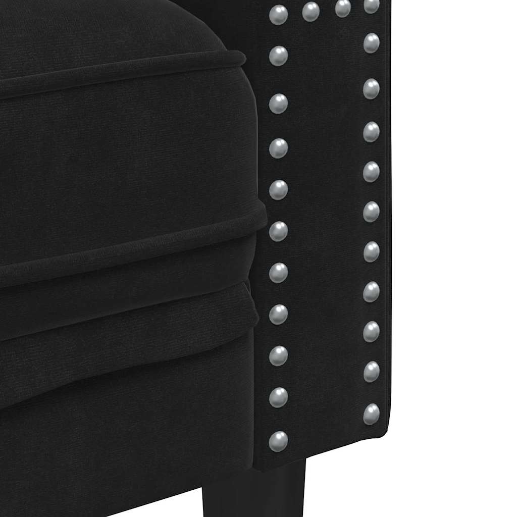 Chesterfield-sohva tyynyllä Musta 174 x 74.5 x 70.5 cm Sametti