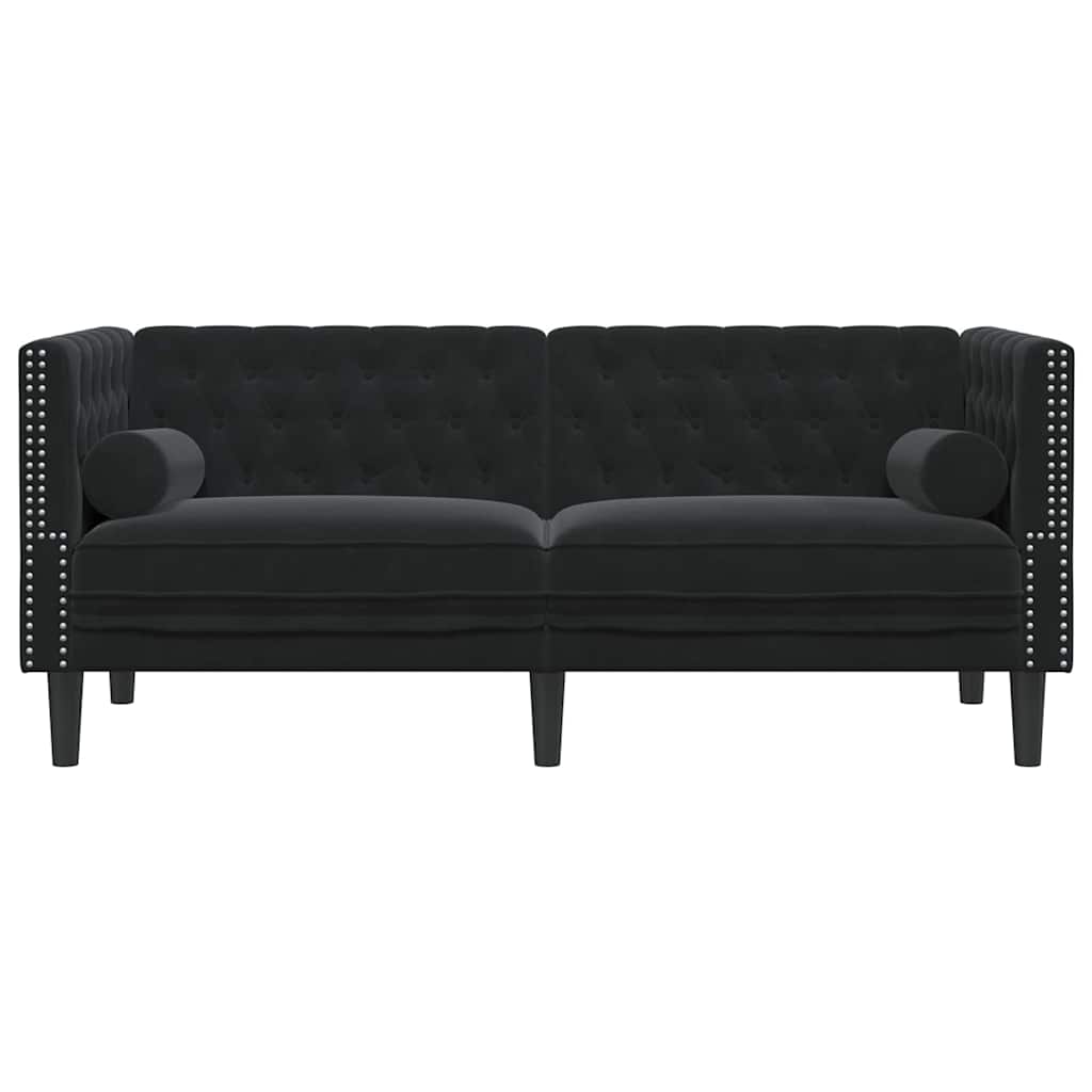 Chesterfield-sohva tyynyllä Musta 174 x 74.5 x 70.5 cm Sametti