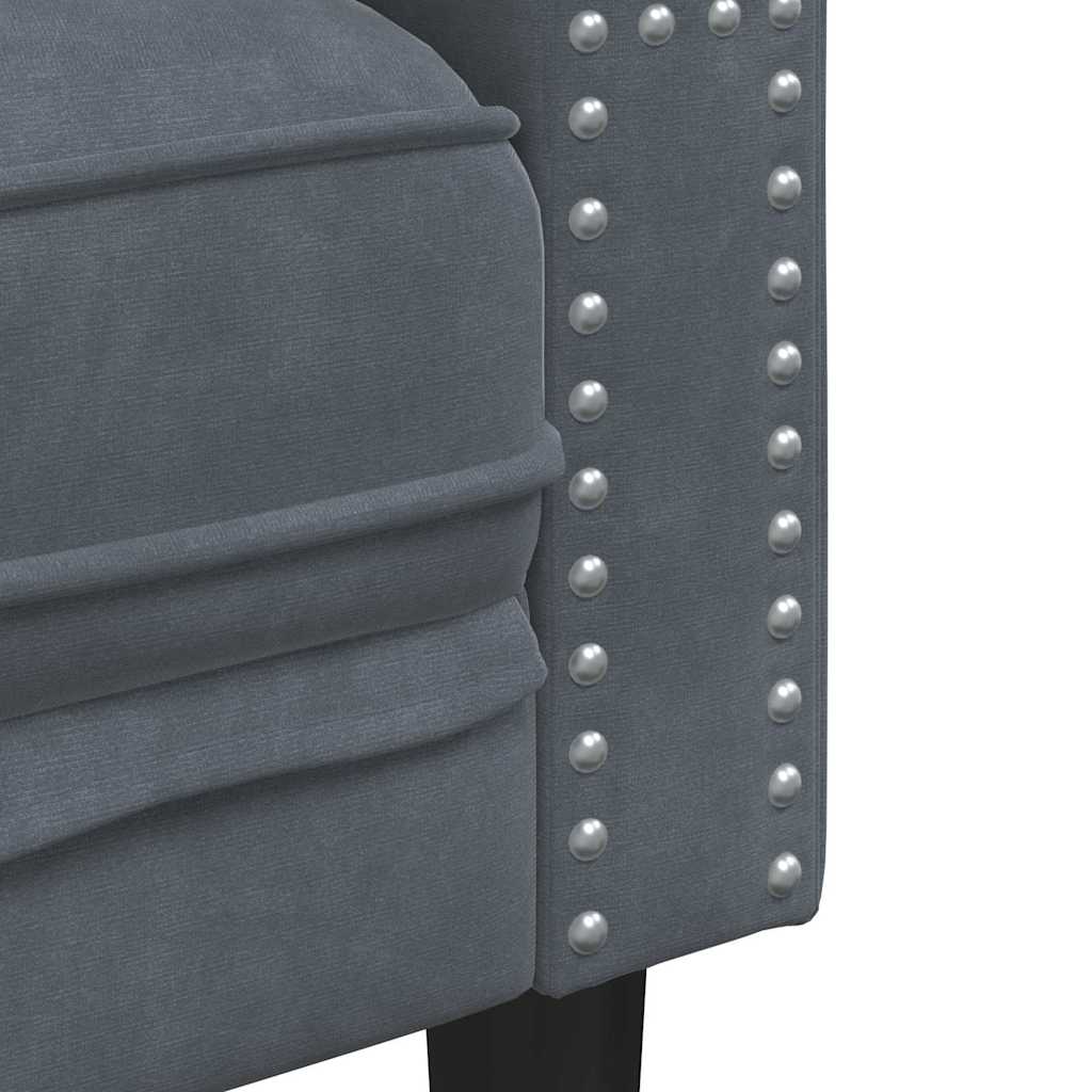 Chesterfield-sohva Tummanharmaa 194 x 74.5 x 70.5 cm Sametti