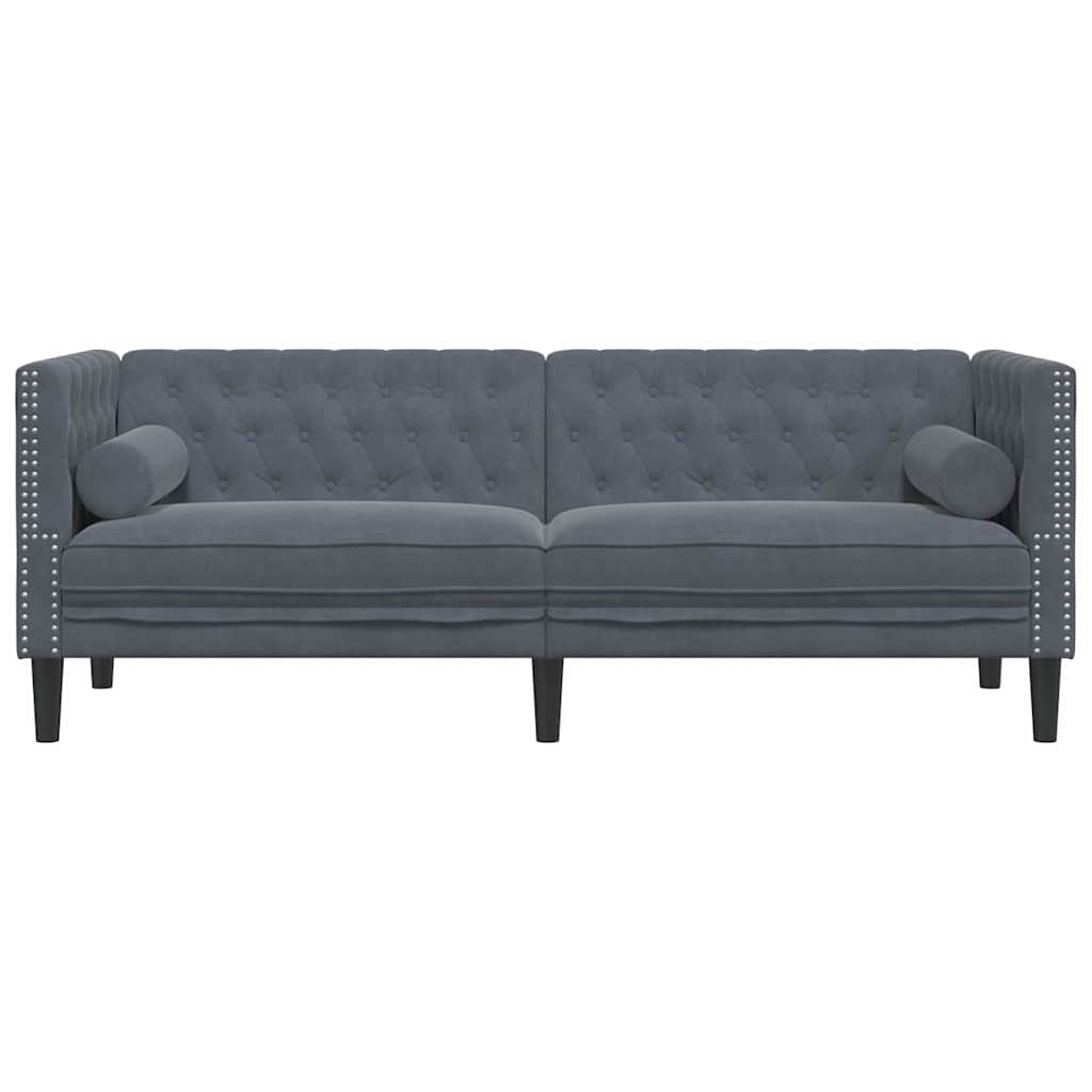 Chesterfield-sohva Tummanharmaa 194 x 74.5 x 70.5 cm Sametti