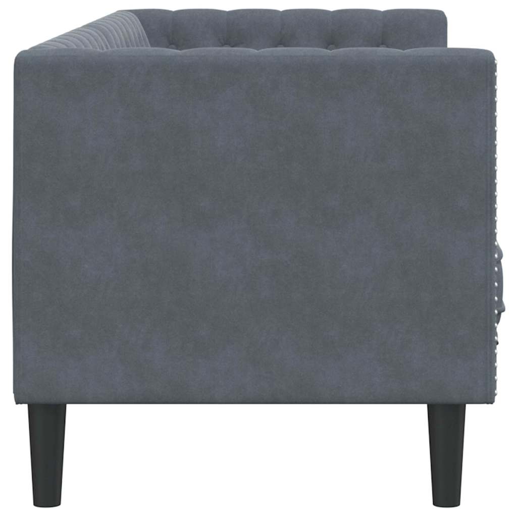 Chesterfield-sohva Tummanharmaa 194 x 74.5 x 70.5 cm Sametti