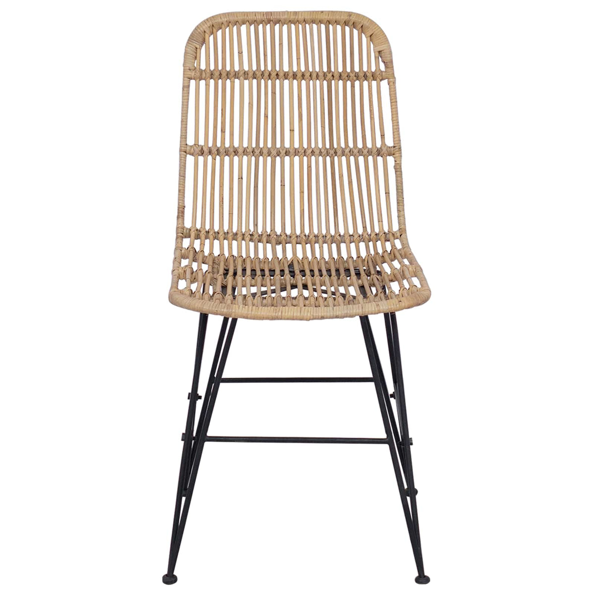 Ruokatuoli 2 kpl Rattan ja Teräs Luonnollinen 41 x 55 x 85 cm